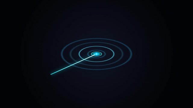 Target Icon with Concentric Circles and a Glowing Center. Digital Illustration of a Circular Target Design with Radiating Lines.