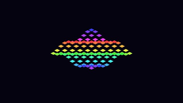Vibrant Rainbow Pixel Art Wave on Dark Background: Digital Equalizer