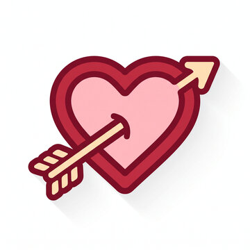 Heart with cupid arrow flat vector icon