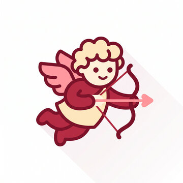 Cute cupid flat vector icon