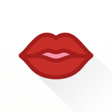 Red kiss lips mark flat vector icon