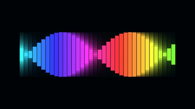 Vibrant Rainbow Pixel Wave - Abstract Digital Audio Equalizer Visualizer