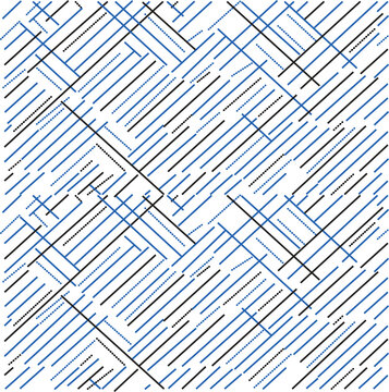 Abstract striped pattern JPG illustration featuring a complex diagonal grid of blue and dark lines on a white background.   