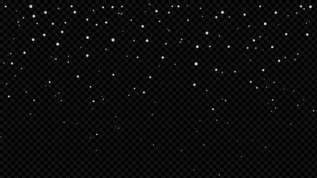 Soft white snow bokeh overlay with falling flakes on black background