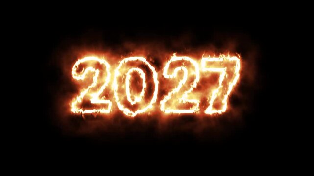 Ultra-HD Burning Gold 2027 Text | Volumetric Gold Flames, Blaze & VFX