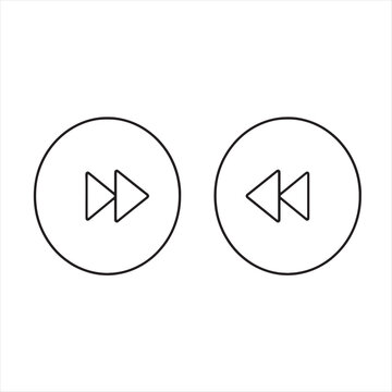 Fast forward and rewind media player control button icons Vector