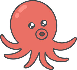 Cute Red Octopus Cartoon Character © wooney