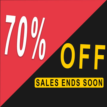 70% off sale ends soon diagonal split promotional banner