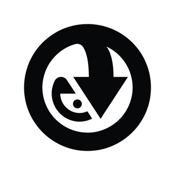 Abstract circular icon featuring a downward pointing arrow for decline analysis business negative recession reduction strategy