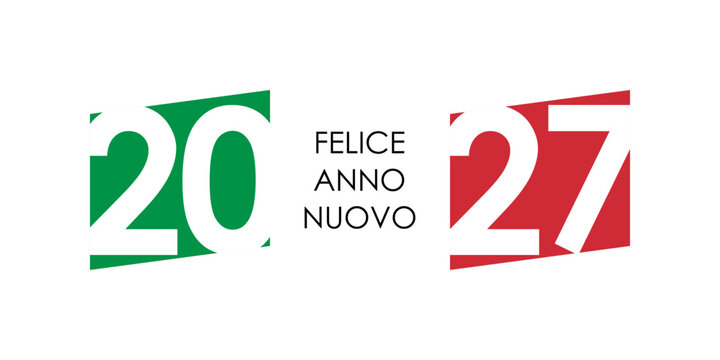 2027 happy new year italian text with italy flag
