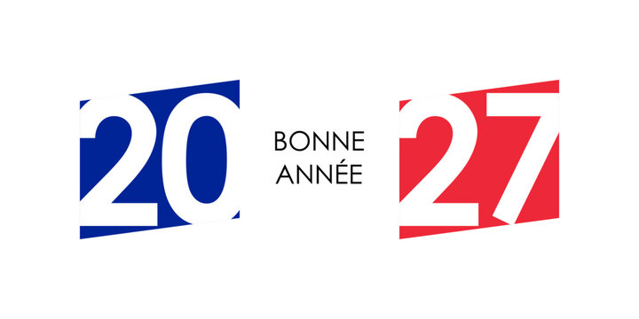 2027 happy new year french text with france flag