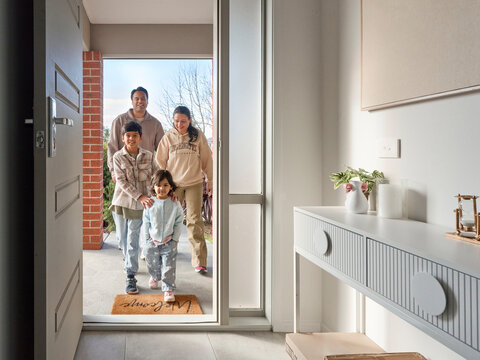 Family Arriving at Their New Home