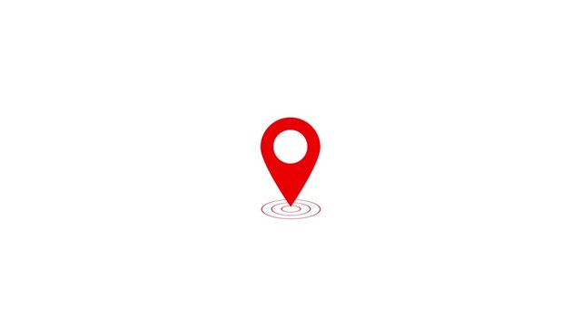 Map pointer icon set with pin symbols for navigation and location markers. GPS location pointer animated with radio wave, location pointer animation.