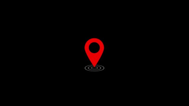 Map pointer icon set with pin symbols for navigation and location markers. GPS location pointer animated with radio wave, location pointer animation.