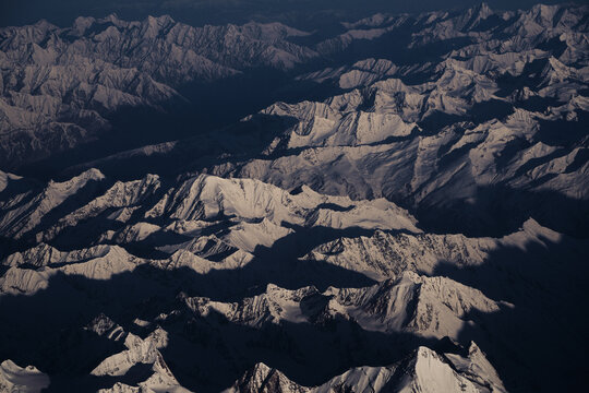 aerial view to himalaya mountains