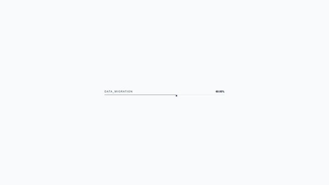 Data migration progress bar loading with percentage counter animation on white background moving footage clip