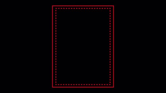 Dotted line rectangle frame animation dashed border frame loop isolated minimal geometric motion graphic overlay with transparent background in 4k.