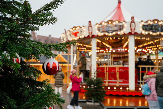 Christmas decorations in an amusement park in Colmar