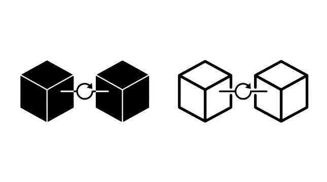 Connected cubes sync vector icon illustration