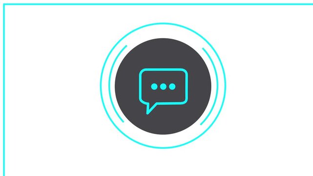 Chat speech bubble inside circular technological frame