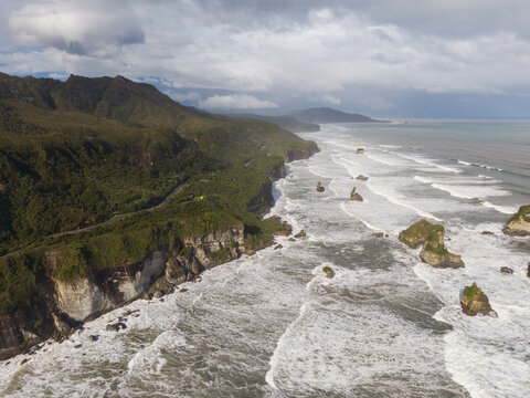 Aerial of the West Coast of New Zealand.