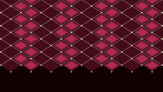 Abstract Mid Century Crimson Argyle Diamond Pattern Motion Loop Background