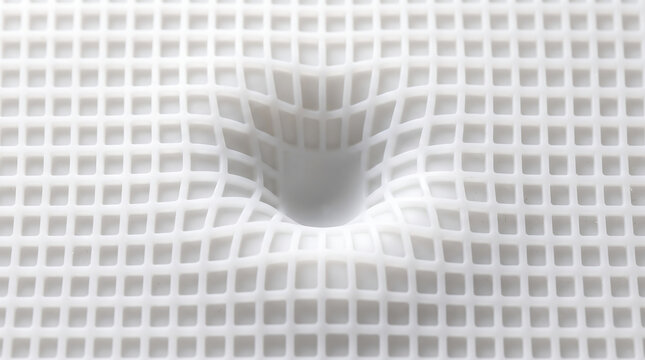 White grid texture with central depression creating visual effect of concave surface for backgrounds and design elements.