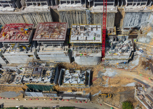 Terraced Residential Construction Site On Steep Hillside