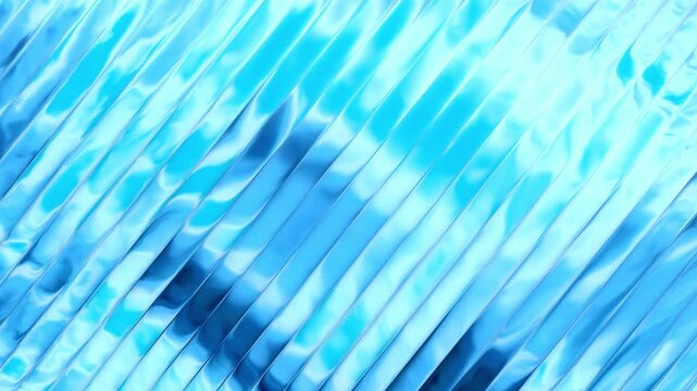 Abstract blue corrugated metallic surface reflecting bright light with smooth diagonal diagonal diagonal fluid ripples creating futuristic dynamic patterns across modern digital background