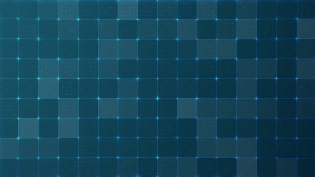 Seamless HUD grid background loop with pulsing plus signs and dots. Minimalist dark blue technology layout for blueprint designs, sci-fi interfaces, cybersecurity, and data overlays