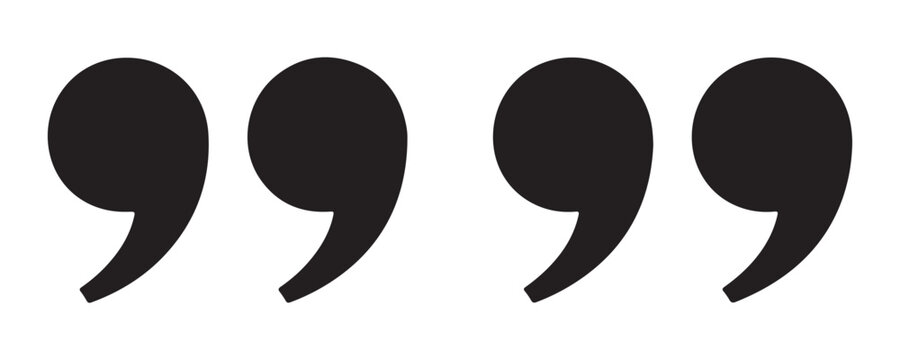 Quotation mark icon set black double comma symbol vector elements for text quote and citation design template.