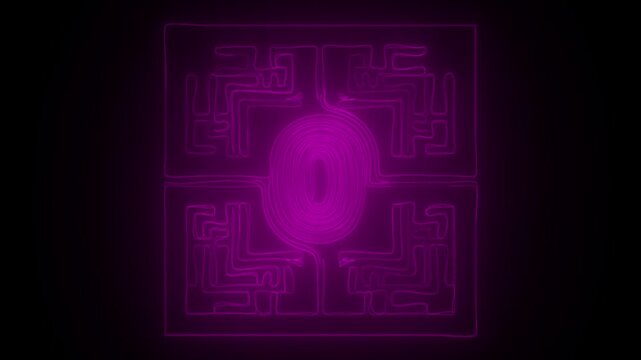 Futuristic glowing maze with central light source abstract animation