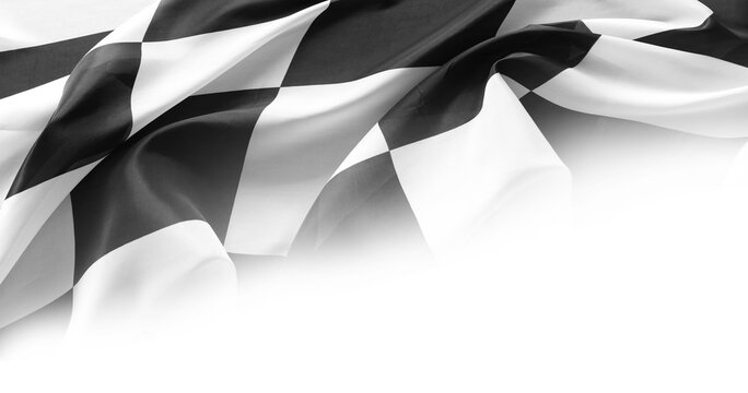 Checkered racing flag on white