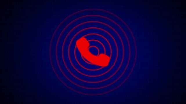 Abstract phone call icon animation on dark background. incoming call with technology communication concept.