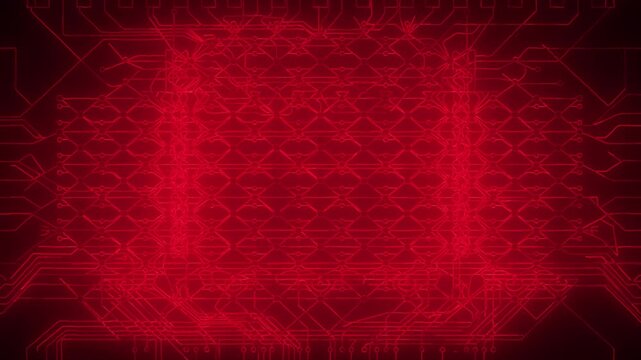 Red glowing futuristic digital network interface with abstract