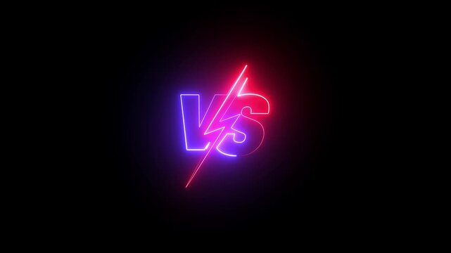 Neon vs icon and dark background 4k motion video animation..