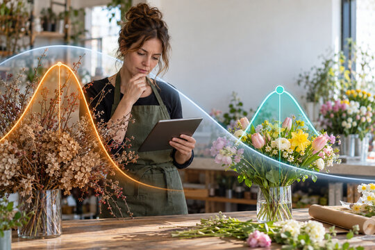 Florist correcting an outdated forecast