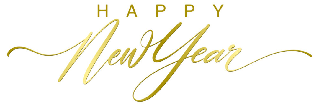 HAPPY NEW YEAR text write with luxury gold colour vector eps