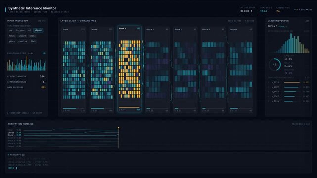 Explore an Interactive AI Neural Network Visualization Dashboard with Dynamic Layer Activations and Signal Flow in a Dark Premium Enterprise Style for commercial creative technology and business use.