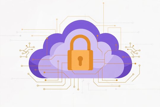 Cloud with padlock symbolizing cloud security concept