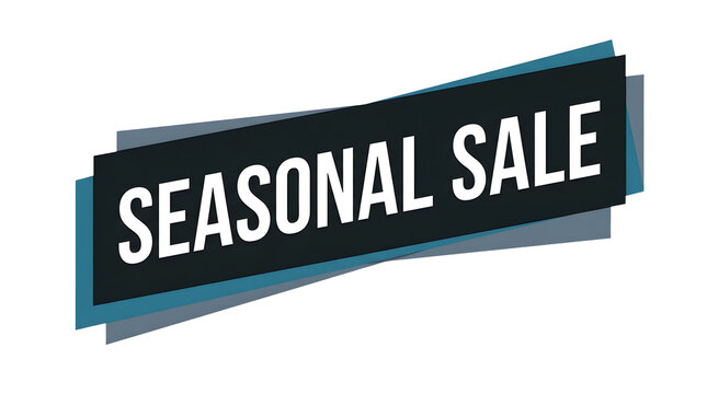 Seasonal sale text banner with isolated transparent rectangular text on transparent background