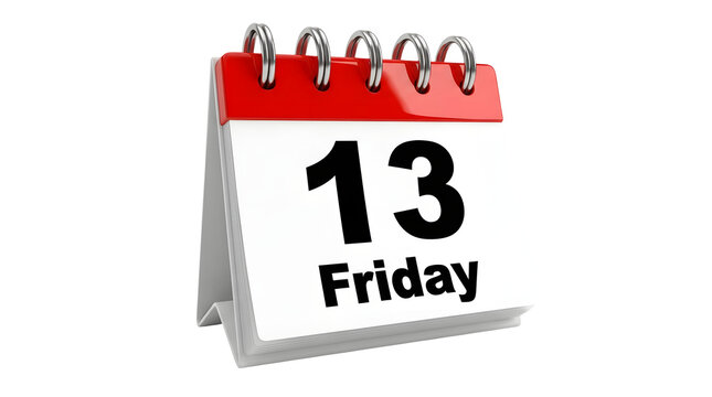 Desktop calendar showing friday the thirteenth with calendar displays on transparent background