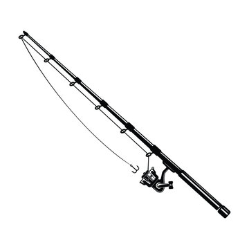 Vector illustration of a complete spinning fishing rod with a reel.