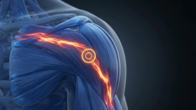 Human Shoulder Muscle Anatomy - Pain and Inflammation Glowing Effect - 3D Medical Animation 4K Footage