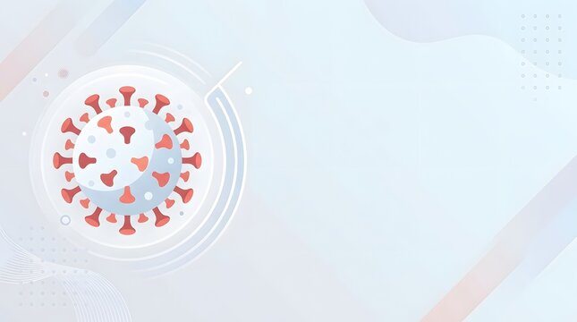 Abstract illustration of a coronavirus structure with a light pastel background