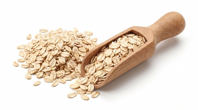 Rolled oats on white background