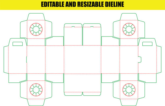 Industrial cardboard box packaging template with circular cutouts for detailed structural design and commercial printing services