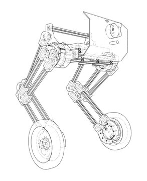 robotic arm wireframe illustration. Vector