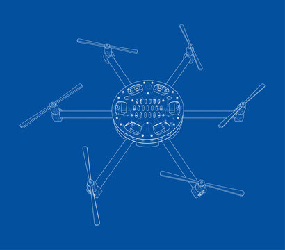 drone blueprint illustration. Vector