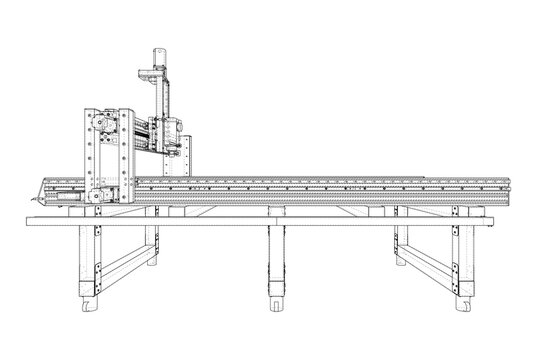 CNC machine wireframe illustration. Vector